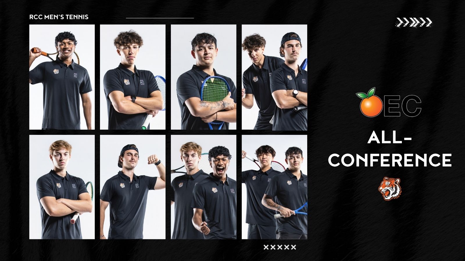 Graphic with men's tennis players that says All-Conference